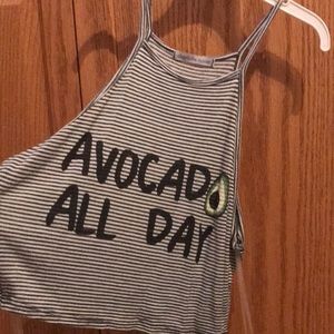 Striped cropped graphic halter top